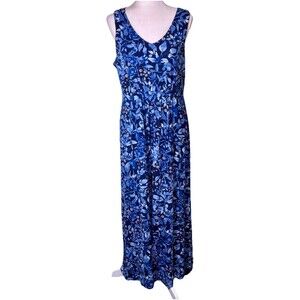 Women’s Blue Romantic Cottagecore Floral Maxi Dress Cottagecore Bohemian Sz Med